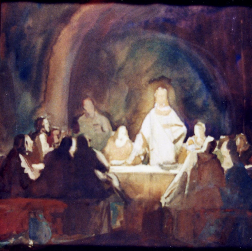 Emil Bisttram, "The Last Supper," watercolor on paper, 11-1/2 x 11-1/2" (sight), The Arkansas Arts Center Foundation Collection, Little Rock, AR
